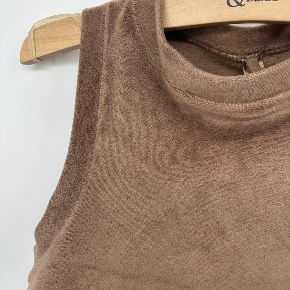 SKIMS Size Small Velour Tank Sienna Tan Brown Sleeveless Crewneck Tank Top #15A - Picture 4 of 4